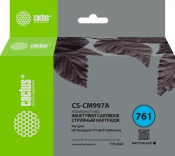 Картридж Cactus CS-CM997A №761 черный матовый (775мл) для HP DesignJet T7100/Т7200