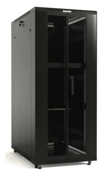 Шкаф коммутационный Hyperline (TTB-4266-DD-RAL9004) напольный 42U 600x600мм пер.дв.перфор. задн.дв.перфор. 2 бок.пан. 800кг черный 510мм 2055мм IP20 с