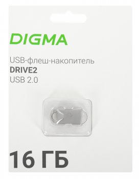 Накопитель USB Digma 16Gb DRIVE2 DGFUM016A20SR USB2.0 серебристый