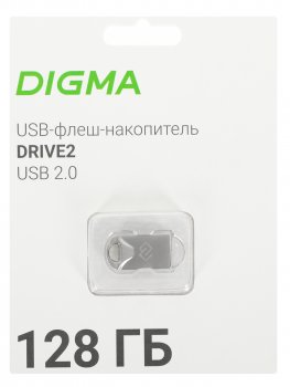 Накопитель USB Digma 128Gb DRIVE2 DGFUM128A20SR USB2.0 серебристый