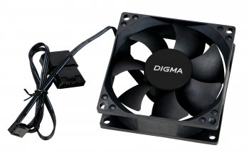 Вентилятор Digma DFAN-80 80x80x25mm черный 3-pin 4-pin (Molex)23dB 73gr Ret