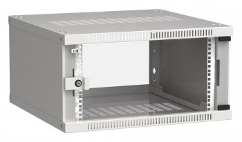 Шкаф коммутационный ITK Linea WE (LWE3-06U66-GF) настенный 6U 600x600мм пер.дв.стекл направл.под закл.гайки 50кг серый 550мм 14.3кг 200град. 320мм IP2