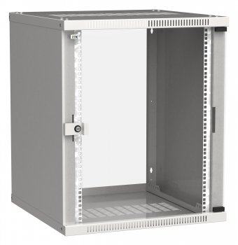 Шкаф коммутационный ITK Linea WE (LWE3-15U66-GF) настенный 15U 600x600мм пер.дв.стекл направл.под закл.гайки 50кг серый 550мм 22.3кг 200град. 715мм IP