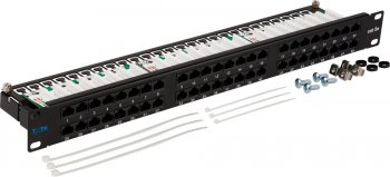 Патч-панель Lanmaster TWT-PP48/1U-U5E 19" 1U 48xRJ45 кат.5e UTP