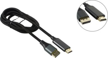 Кабель DisplayPort->HDMI Cablexpert CC-DP-HDMI-4K-6 , 4K, 1.8м, 20M/19M, черный, экран, пакет