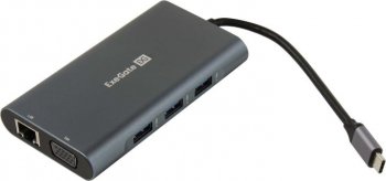 Док-станция для ноутбука Exegate DUB-31C/MAX <EX293985RUS> Docking Station USB-C -> HDMI(F)+VGA(F)+3xUSB3.0+PD+GbLAN+CR+Jack3.5