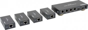 Удлинитель по витой паре Orient <HSP0104VE> HDMI Splitter/Extender (HDMI 19F-> 4xRJ45 ->HDMI 19F, до 50м) + б.п.