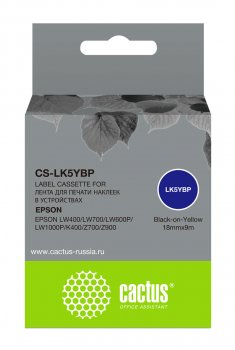 Картридж Cactus CS-LK5YBP черный для Epson LW400/LW700/LW600P/LW1000P/K400/Z700/Z900