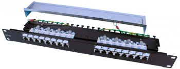 Hyperline PP3-19-16-8P8C-C5E-SH-110D Патч-панель 19, 1U, 16 портов RJ-45 полн. экран.,  категория 5e, Dual  IDC