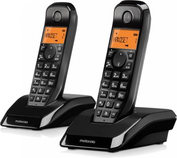 Радиотелефон Motorola S1202 черный (труб. в компл.:2шт) АОН