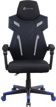 Кресло для геймера Оклик 111G черный/синий сиденье черный сетка/ткань с подголов. крестов. пластик черный