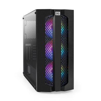 Корпус Miditower ExeGate EVO-9205 (ATX, без БП, с окном, 1*USB+1*USB3.0, аудио, 3 вент. 12см с RGB подсветкой)