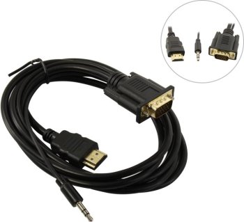 Переходник ExeGate <EX-HDMIM-VGAM-3.5JackS-1.8> HDMI (M)-> VGA (15M) + Jack3.5 1.8м <EX294719RUS>