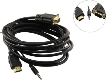 Переходник ExeGate <EX-HDMIM-VGAM-3.5JackS-3.0> HDMI (M)-> VGA (15M) + Jack3.5 3м <EX294720RUS>