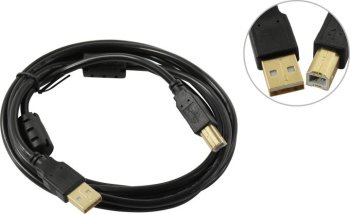 Кабель ExeGate <EX-CCF-USB2-AMBM-2.0> USB 2.0 A-->B 2м, 2 фильтра <EX294747RUS>