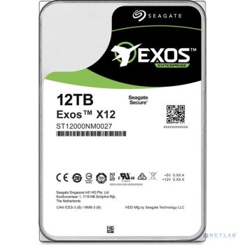 Жесткий диск 12TB Seagate Exos X12 (ST12000NM0027) SAS 12Gb/s, 7200 rpm, 256mb buffer, 3.5" (clean pulled)