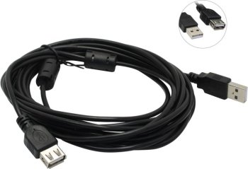 Кабель ExeGate <EX-CCF-USB2-AMAF-4.5F> USB 2.0 A-->A 4.5м, 2 фильтра <EX294764RUS>