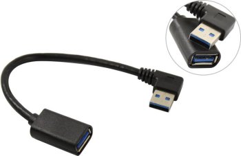 Кабель ExeGate <EX-CC-USB3-AMAF-0.15L> угловой USB 3.0 AM-->AF 0.15м, Г-образный коннектор <EX294775RUS>