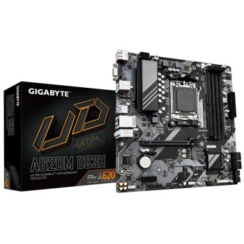 Материнская плата Gigabyte A620M DS3H, Socket AM5, 4xDDR5-5200, D-SUB+HDMI+DP, 1xPCI-Ex16, 1xPCI-Ex1, 4xSATA3(RAID 0/1/10), 1xM.2, 8 Ch Audio, GLan, (