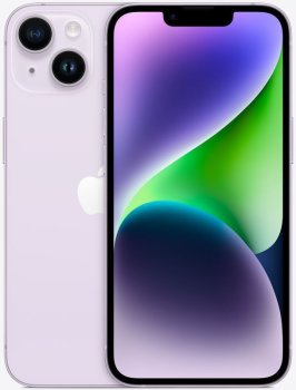 Смартфон Apple A2884 iPhone 14 128Gb 6Gb фиолетовый моноблок 3G 4G 2Sim 6.1" 1170x2532 iOS 16 12Mpix MPUW3CH/A