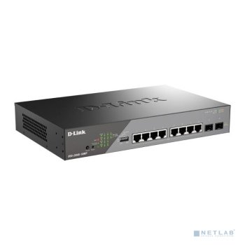 Коммутатор D-Link DSS-200G-10MP/A1A Настраиваемый L2 с 8 портами 10/100/1000Base-T и 2 портами 1000Base-X SFP (8 портов PoE 802.3af/at, PoE-бюджет 130