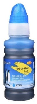 Чернила G&G GG-GI-490C GI-490 голубой 70мл для Canon Pixma G1400/G2400/G3400/G4400