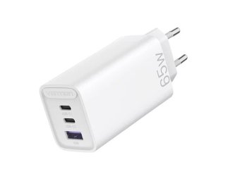 Зарядка USB-устройств Vention <FEDW0-EU> USB (Вх. AC100-240V, Вых.DC5/9/12/20V, 65W, USB, 2xUSB-C)