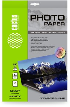 Бумага Cactus CS-MGA469010 A4/690г/м2/10л./белый глянцевое/магнитный слой для струйной печати