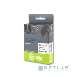 Картридж Лента CACTUS TZ-221 CACTUS (CS-TZ221) для печати наклеек в устройствах brother P-touch 1010/1280/1280VP/2700VP, черный на белом, 9мм x 8м