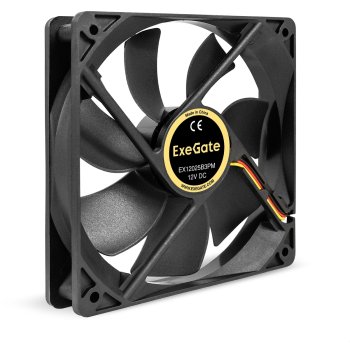 Вентилятор 12В DC ExeGate EX12025B3PM (120x120x25 мм,2-Ball (двойной шарикоподшипник), 3pin+Molex, 1550RPM, 25dBA)