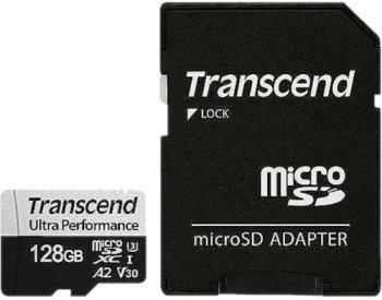 Карта памяти Флеш-накопитель Transcend 128GB UHS-I U3 microSD w/ adapter A2 Ultra Performance R/W:160/125 MB/s