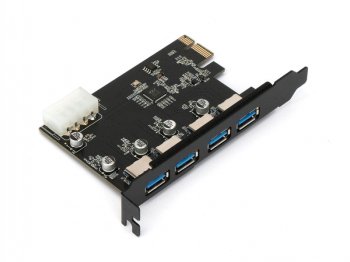 Контроллер USB 3.0 Gembird SPCR-04 в разъём PCI-e, 4xUSB-A