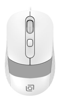 Мышь Оклик 310M белый/серый оптическая (2400dpi) USB для ноутбука (4but)