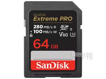Карта памяти 64Gb - SanDisk Extreme Pro SDXC UHS-II V60 SDSDXEP-064G-GN4IN (Оригинальная!)