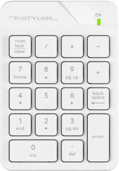 Цифровой блок A4Tech FGK21C белый USB беспроводная slim для ноутбука