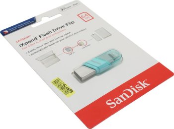 Накопитель USB SanDisk iXpand Flip for iPhone and iPad <SDIX90N-064G-GN6NK> USB 3.1/Lightning Flash Drive 64Gb (RTL)