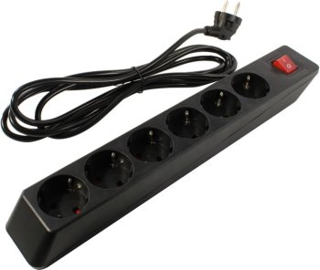 Сетевой фильтр SVEN Optima Black <3м> (6 розеток, шторки) <021023>
