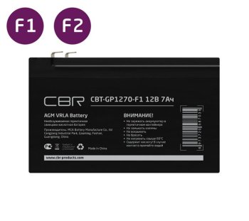 Аккумулятор для ИБП CBR ная VRLA батарея CBT-GP1270-F1 (12В 7Ач), клеммы F1
