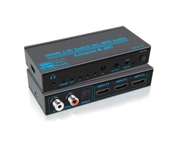 Переключатель видеосигнала Orient <HS0301AH-2.0> HDMI Switcher (3in -> 1out, 2RCA, Jack3.5, S-PDIF, ПДУ, 2.0)