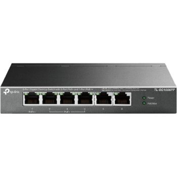 Коммутатор TP-Link TL-SG1006PP настольный с 6 гигабитными портами (3 порта PoE+, 1 порт PoE++)