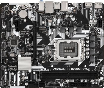 Материнская плата Asrock B760M-H/M.2 Soc-1700 INTEL B760 2xDDR5 mATX AC`97 8ch(7.1) GbLAN RAID+HDMI+DP