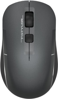 Мышь беспроводная A4Tech Fstyler FB26CS Air серый/черный оптическая (2000dpi) silent BT/Radio USB для ноутбука (4but)