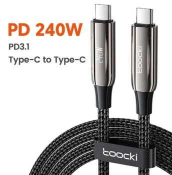 Кабель Toocki <735183204744> USB-С M --> USB-C M ver3.2 PD240W 1м Black