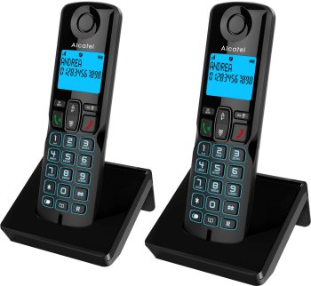 Радиотелефон Alcatel S250 Duo ru black черный (труб. в компл.:2шт) АОН
