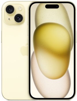 Смартфон Apple A3092 iPhone 15 128Gb желтый моноблок 3G 4G 2Sim 6.1" 1179x2556 iOS 17 48Mpix MV9L3CH/A