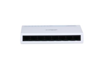 Коммутатор DAHUA DH-PFS3008-8ET-L 8-портовый неуправляемый , 8xRJ45 100Mb, коммутация 1.6 Гбит/с, MAC-таблица 2K, пластик