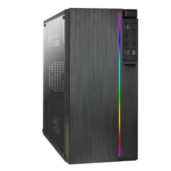 Корпус Minitower ExeGate mEVO-9301-EVO800 (mATX, БП EVO800RGB с вент. 12см, с окном, 2*USB+1*USB3.0, HD аудио, черный, с RGB подсветкой)