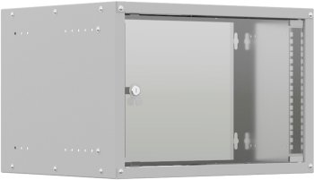 Шкаф коммутационный NTSS Lime (NTSS-WL6U5545GS) настенный 6U 550x450мм пер.дв.стекл несъемн.бок.пан. 30кг серый 370мм 9.6кг 110град. 370мм IP20 укомпл