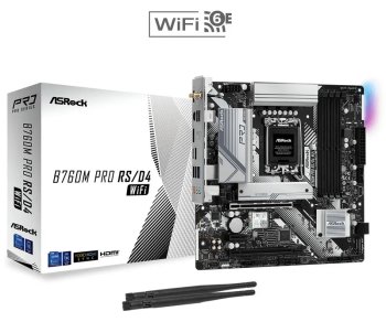 Материнская плата Asrock B760M PRO RS/D4 WIFI, Socket 1700, INTEL®B760, 4xDDR4-3200, HDMI+DP, 2xPCI-Ex16, 1xPCI-Ex1, 4xSATA3(RAID0/1/5/10), 2xM.2, 8 C