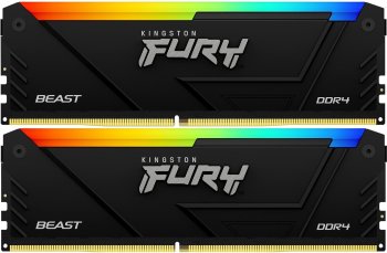 Оперативная память 2x16GB 3200MHz Kingston KF432C16BB2AK2/32 Fury Beast RGB RTL Gaming PC4-25600 CL16 DIMM 288-pin 1.35В kit single rank с радиатором